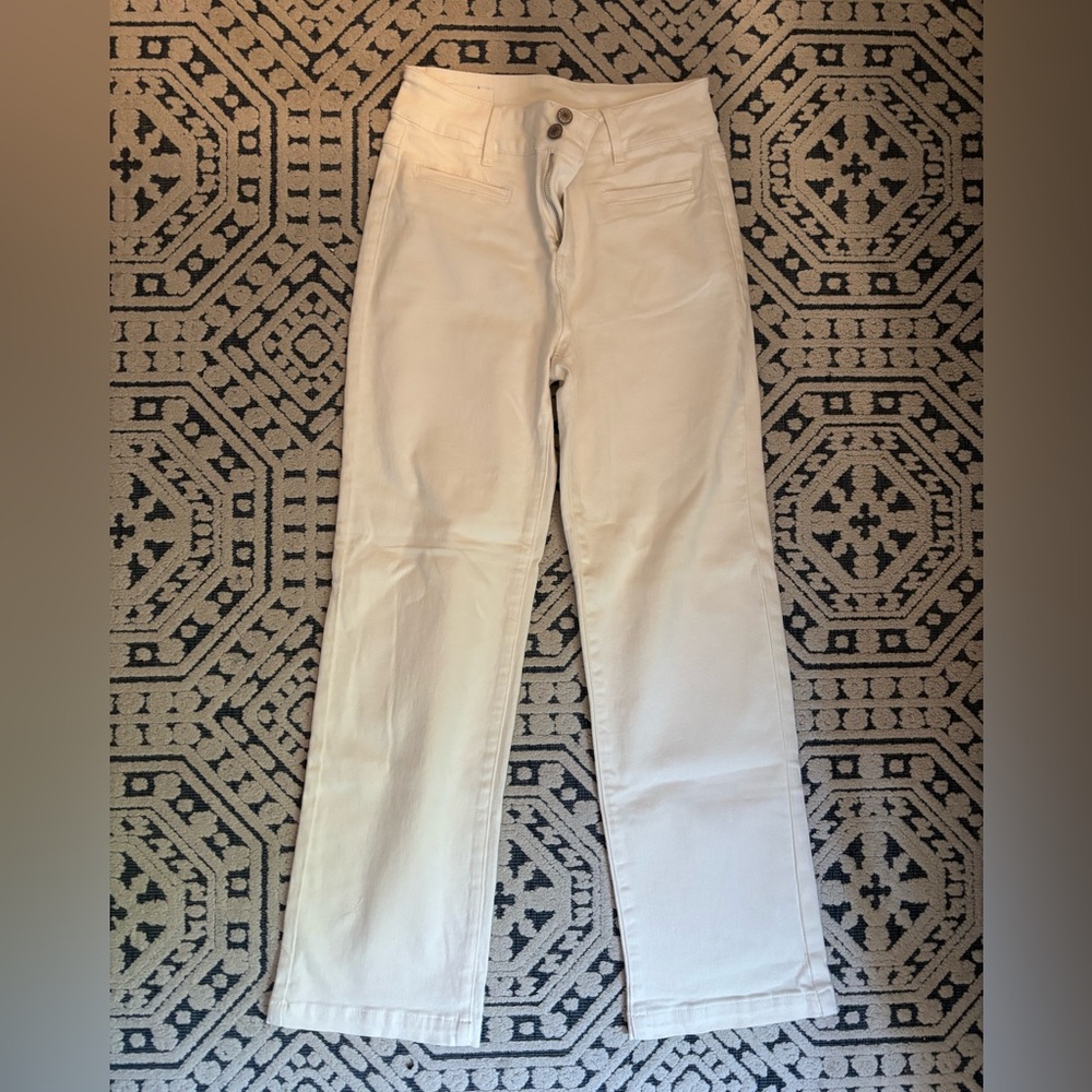 SIDEFEEL White Jeans WideLeg High Rise Size 8